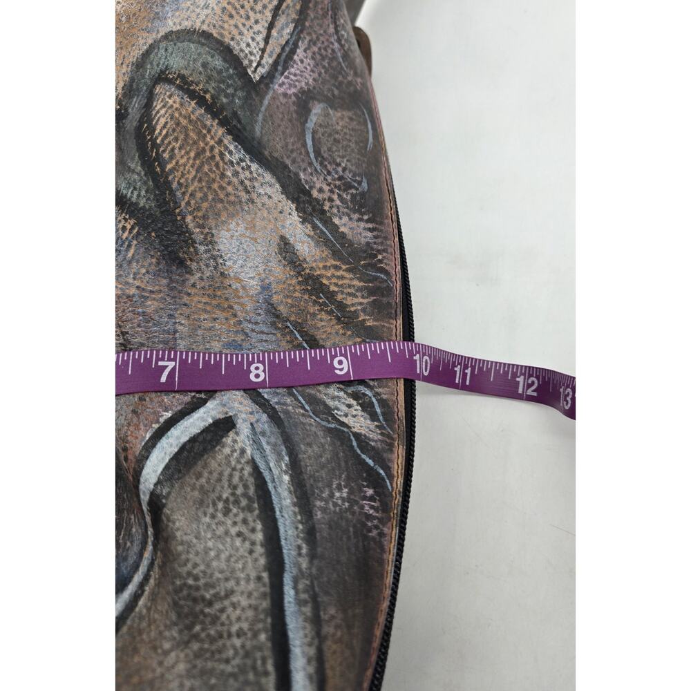 Jane Yoo Vintage Wearable Art Hand Painted Leather Crossbody Bucket Bag Purse - Picture 9 of 16